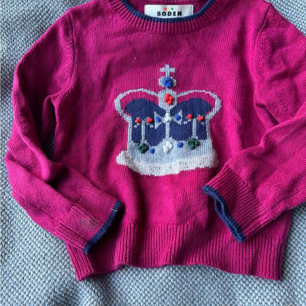 Mini Boden Royal Crown Sweater - 3t \ 4t